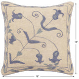 handmade Traditional Pillow Beige Blue Hand-Woven SQUARE 100% WOOL Handmade pillow