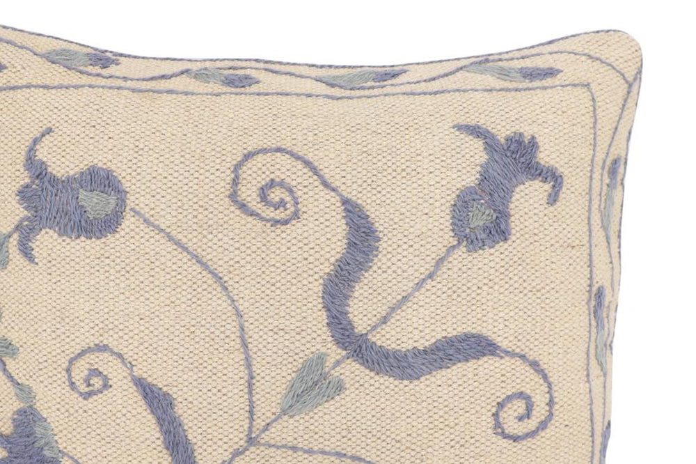 handmade Traditional Pillow Beige Blue Hand-Woven SQUARE 100% WOOL Handmade pillow