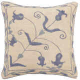 handmade Traditional Pillow Beige Blue Hand-Woven SQUARE 100% WOOL Handmade pillow