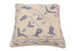 handmade Traditional Pillow Beige Blue Hand-Woven SQUARE 100% WOOL Handmade pillow