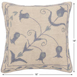 handmade Traditional Pillow Beige Blue Hand-Woven SQUARE 100% WOOL Handmade pillow