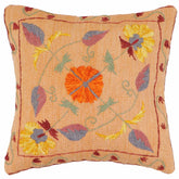 handmade Traditional Pillow Orange Red Hand-Woven SQUARE 100% WOOL Handmade pillow