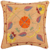 handmade Traditional Pillow Orange Red Hand-Woven SQUARE 100% WOOL Handmade pillow