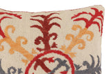 handmade Traditional Pillow Beige Red Hand-Woven SQUARE 100% WOOL Handmade pillow