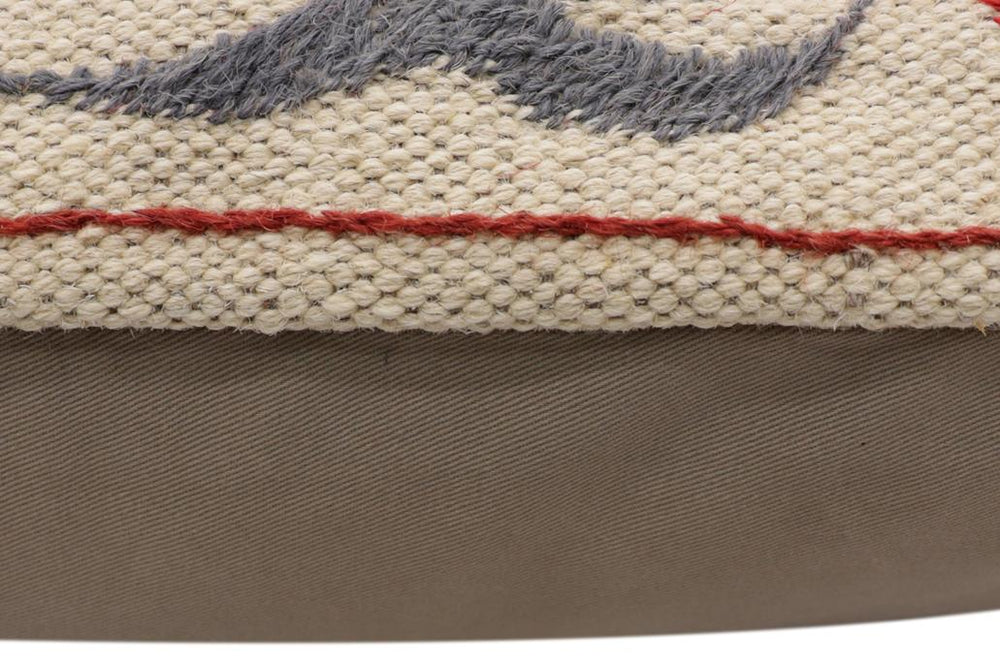 handmade Traditional Pillow Beige Red Hand-Woven SQUARE 100% WOOL Handmade pillow