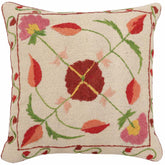 handmade Traditional Pillow Beige Red Hand-Woven SQUARE 100% WOOL Handmade pillow