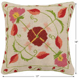 handmade Traditional Pillow Beige Red Hand-Woven SQUARE 100% WOOL Handmade pillow