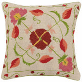 handmade Traditional Pillow Beige Red Hand-Woven SQUARE 100% WOOL Handmade pillow