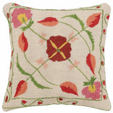 handmade Traditional Pillow Beige Red Hand-Woven SQUARE 100% WOOL Handmade pillow