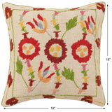 handmade Traditional Pillow Beige Red Hand-Woven SQUARE 100% WOOL Handmade pillow