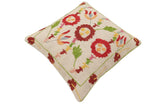 handmade Traditional Pillow Beige Red Hand-Woven SQUARE 100% WOOL Handmade pillow