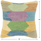 handmade Modern Pillow Blue Beige Hand-Woven SQUARE 100% WOOL  Hand woven turkish pillow  2 x 2