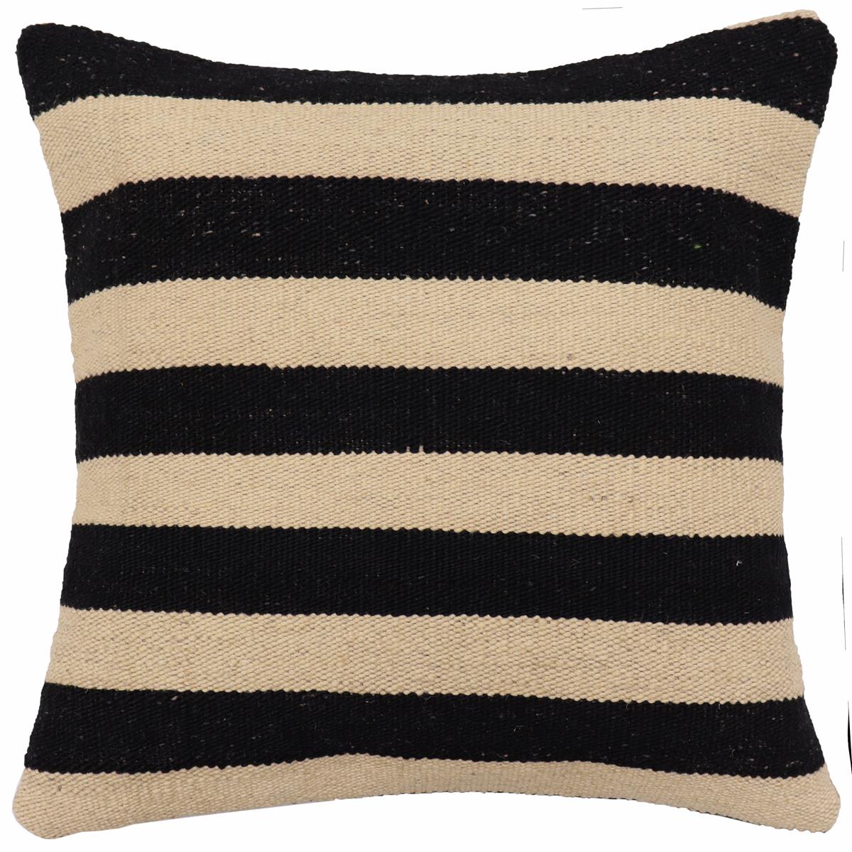 handmade Modern Pillow Beige Black Hand-Woven SQUARE 100% WOOL  Hand woven turkish pillow  2 x 2