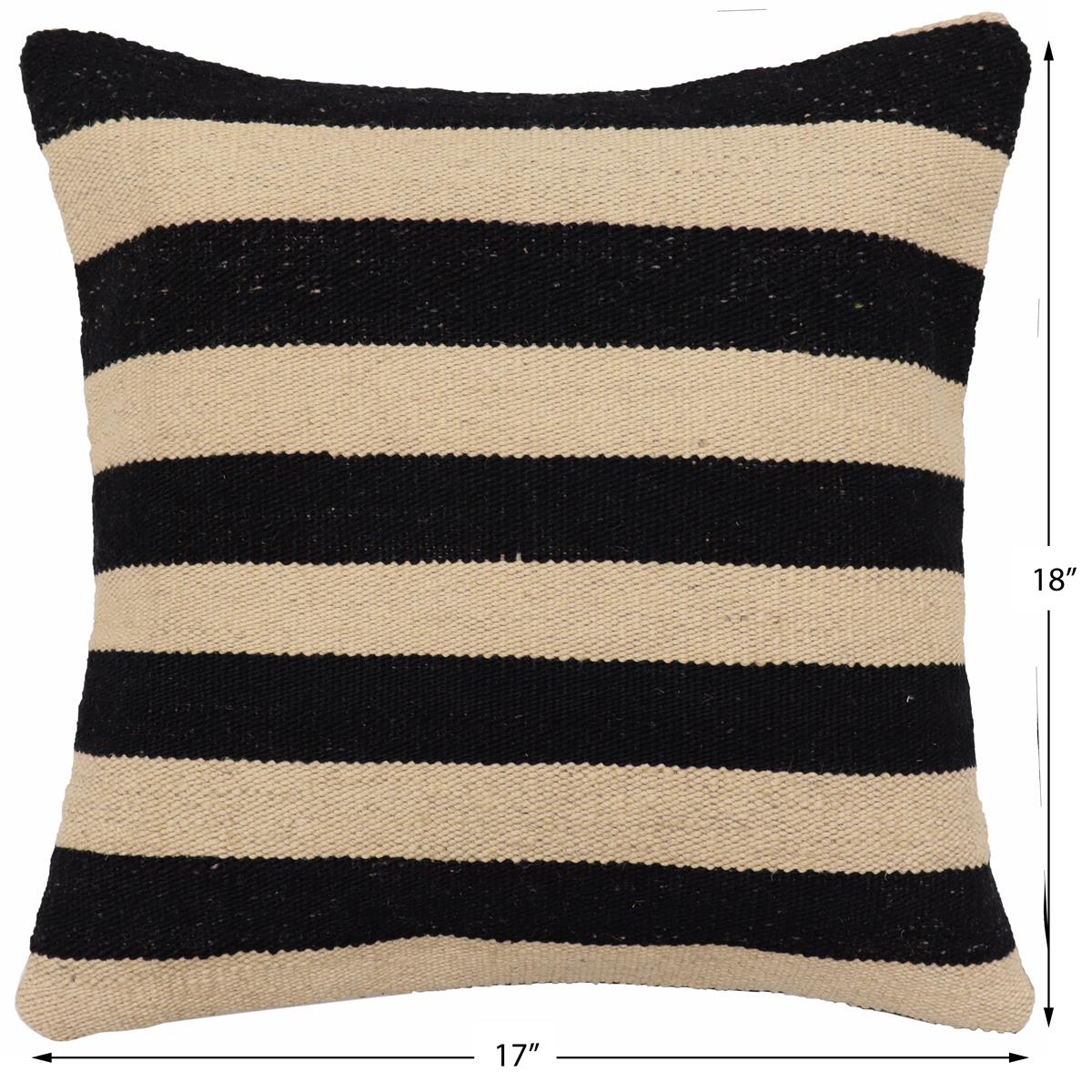 handmade Modern Pillow Beige Black Hand-Woven SQUARE 100% WOOL  Hand woven turkish pillow  2 x 2