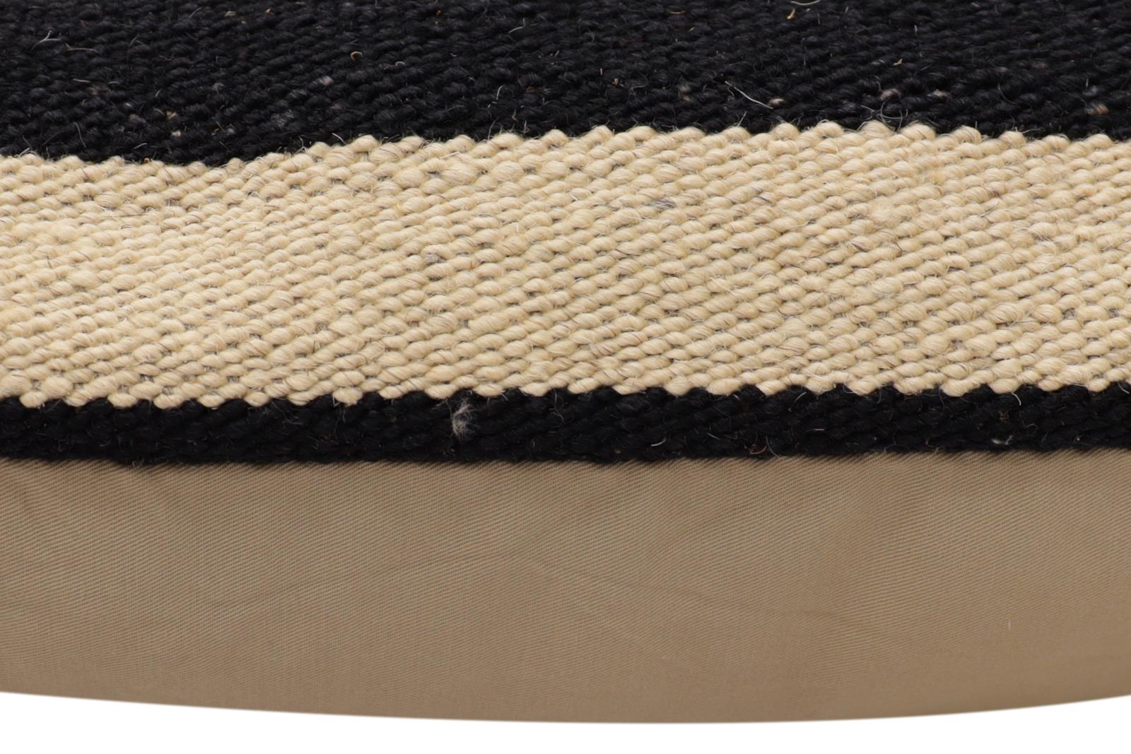 handmade Modern Pillow Beige Black Hand-Woven SQUARE 100% WOOL  Hand woven turkish pillow  2 x 2