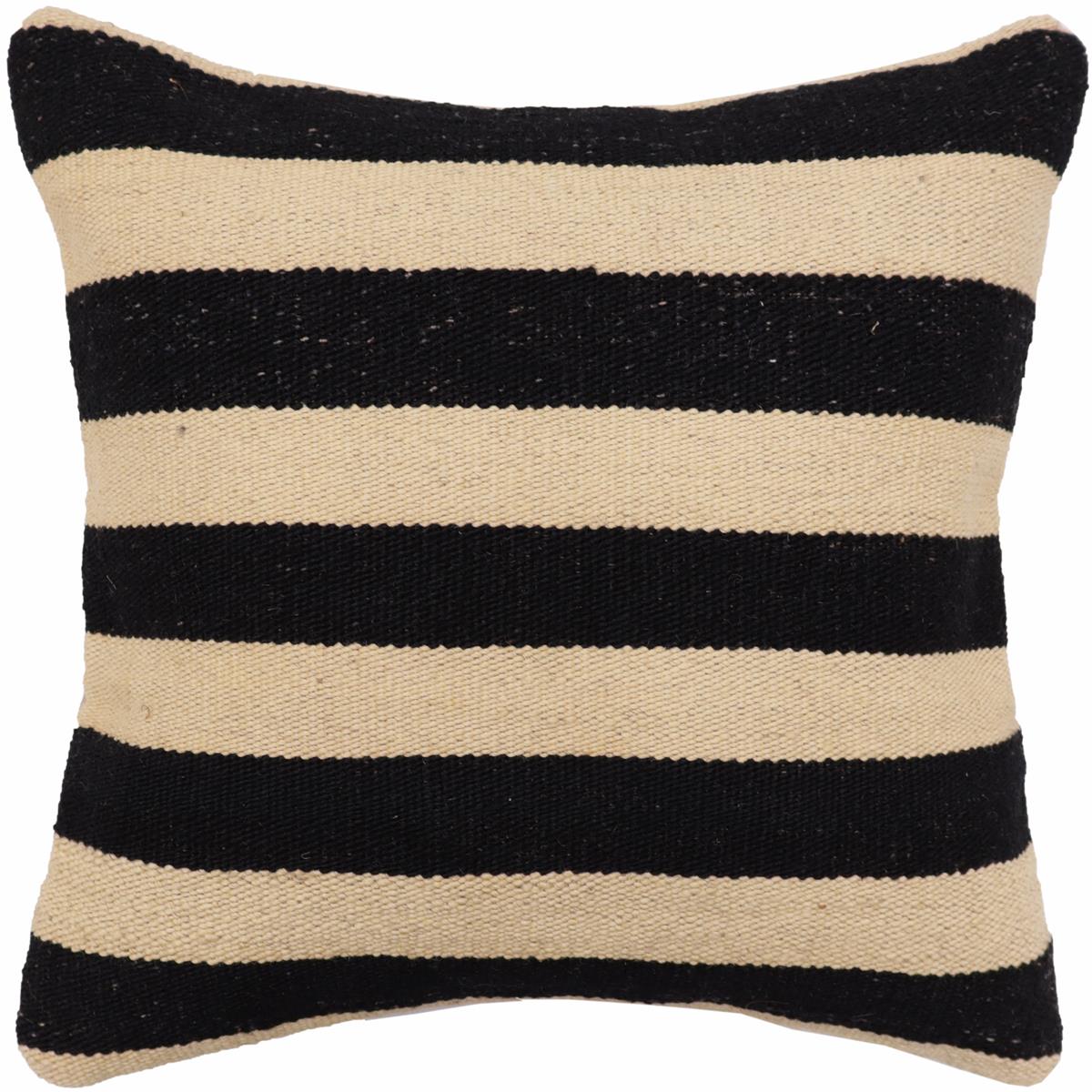 handmade Modern Pillow Beige Black Hand-Woven SQUARE 100% WOOL  Hand woven turkish pillow  2 x 2