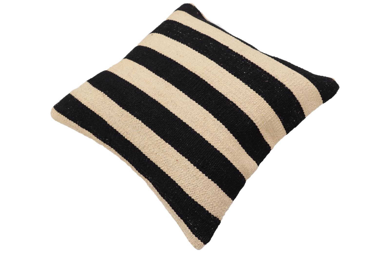 handmade Modern Pillow Beige Black Hand-Woven SQUARE 100% WOOL  Hand woven turkish pillow  2 x 2