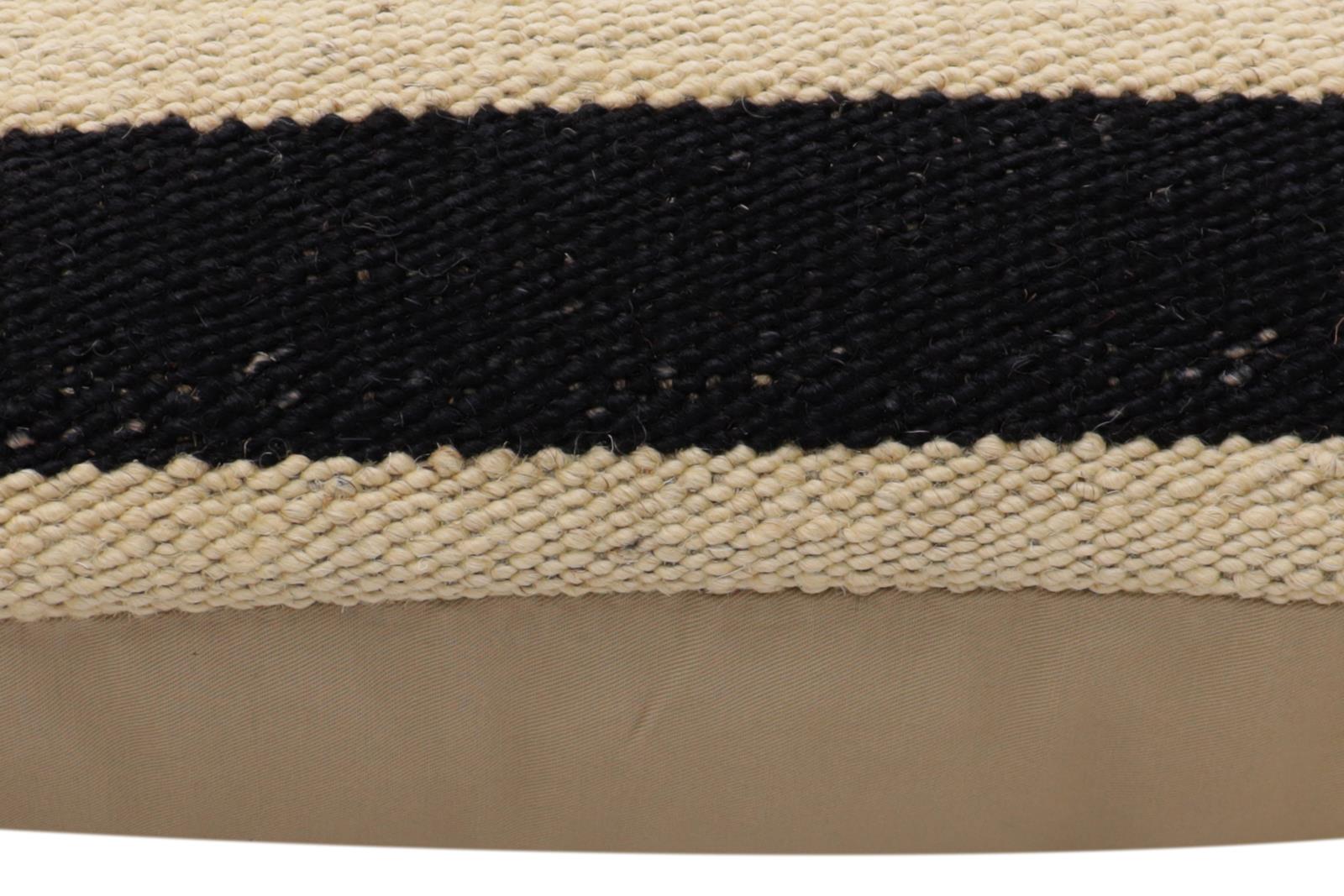handmade Modern Pillow Beige Black Hand-Woven SQUARE 100% WOOL  Hand woven turkish pillow  2 x 2