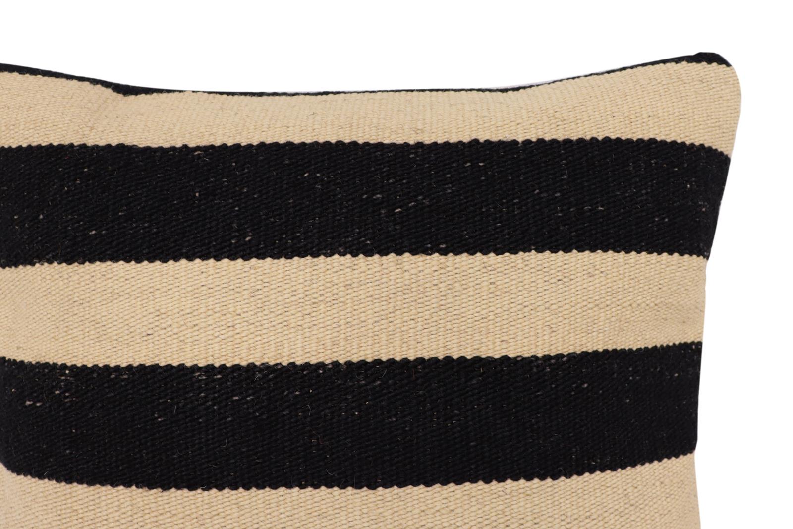 handmade Modern Pillow Beige Black Hand-Woven SQUARE 100% WOOL  Hand woven turkish pillow  2 x 2