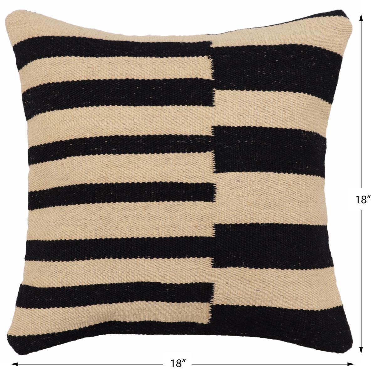 handmade Modern Pillow Beige Black Hand-Woven SQUARE 100% WOOL  Hand woven turkish pillow  2 x 2