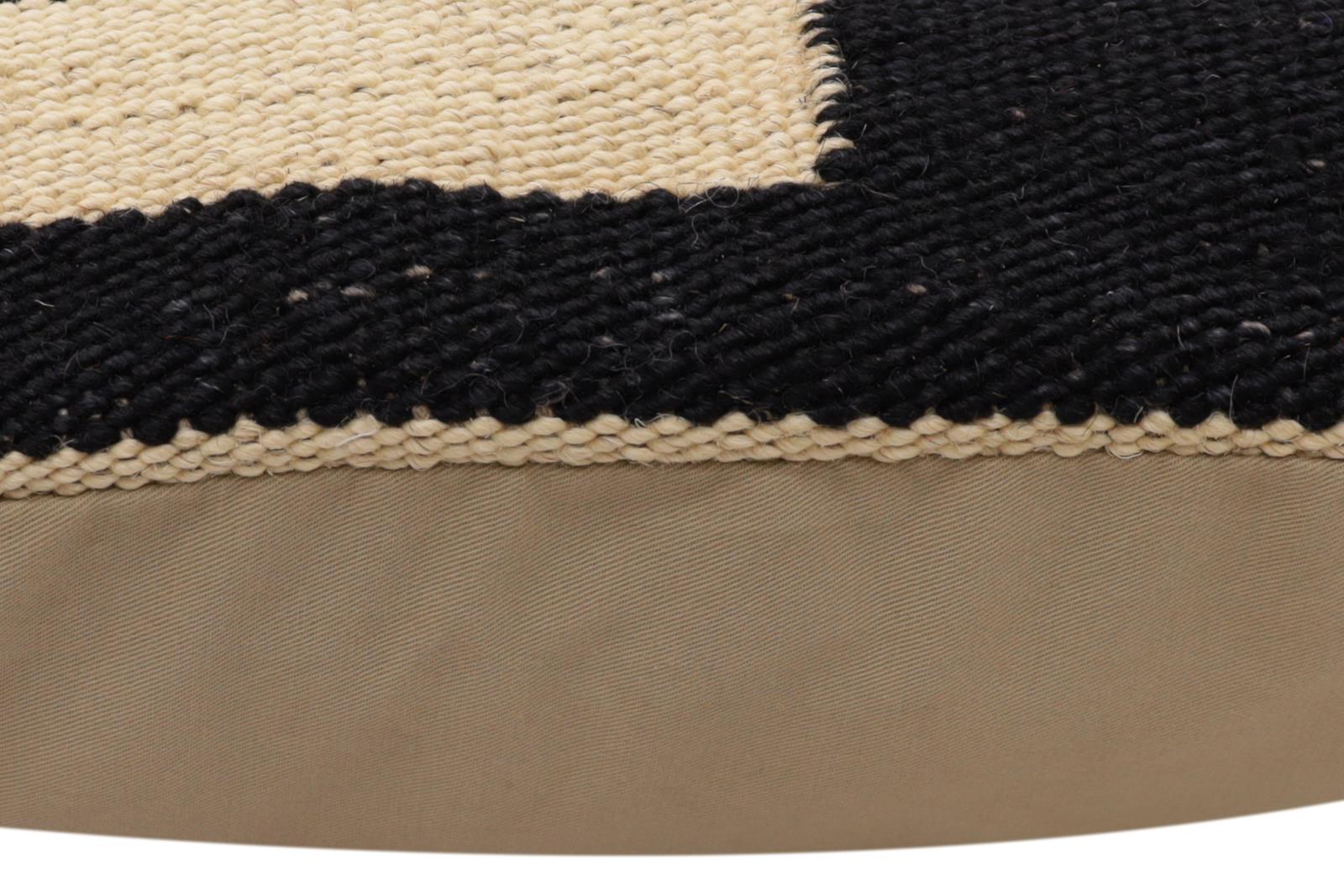 handmade Modern Pillow Beige Black Hand-Woven SQUARE 100% WOOL  Hand woven turkish pillow  2 x 2