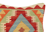 handmade Traditional Pillow Rust Blue Hand-Woven SQUARE 100% WOOL  Hand woven turkish pillow  2 x 2