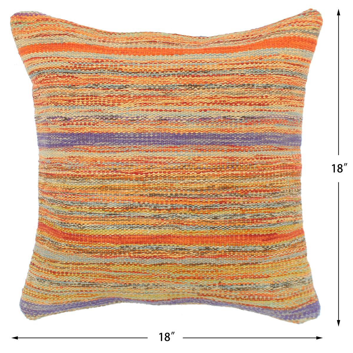 handmade Modern Pillow Rust Blue Hand-Woven SQUARE 100% WOOL  Hand woven turkish pillow  2 x 2