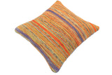 handmade Modern Pillow Rust Blue Hand-Woven SQUARE 100% WOOL  Hand woven turkish pillow  2 x 2