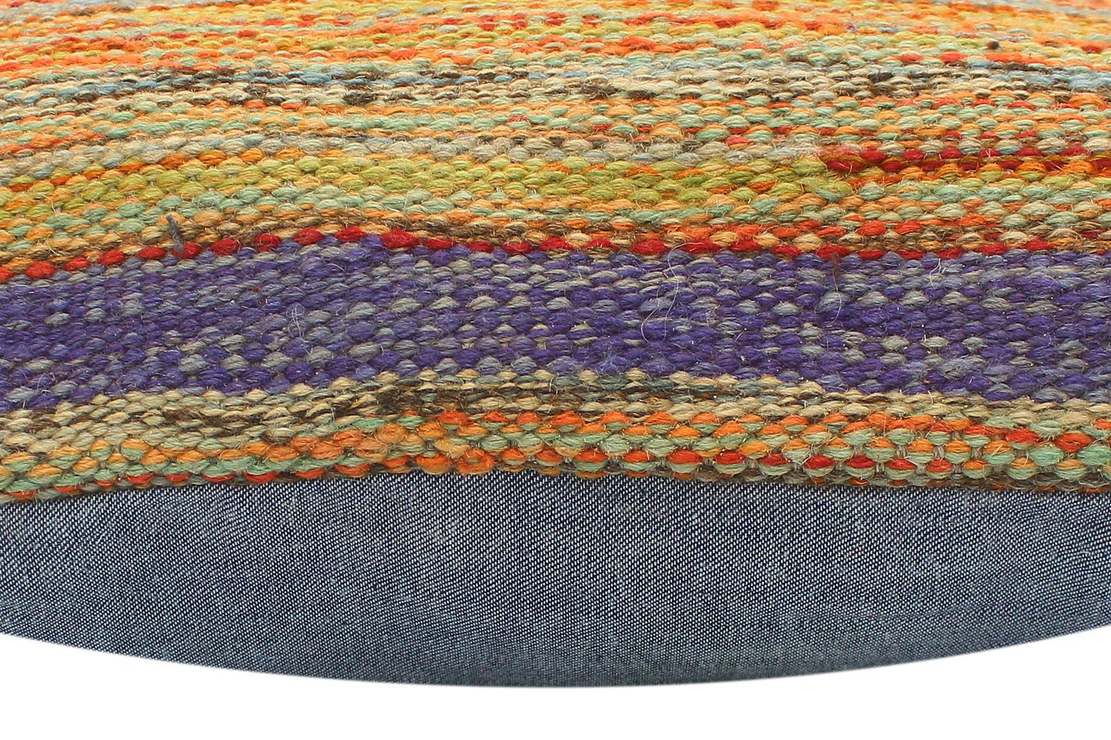 handmade Modern Pillow Rust Blue Hand-Woven SQUARE 100% WOOL  Hand woven turkish pillow  2 x 2