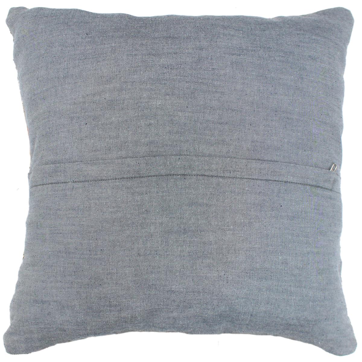 handmade Traditional Pillow Blue Beige Hand-Woven SQUARE 100% WOOL Hand woven turkish pillow2' x 2'