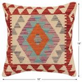 handmade Traditional Pillow Red Blue Hand-Woven SQUARE 100% WOOL Hand woven turkish pillow2' x 2'