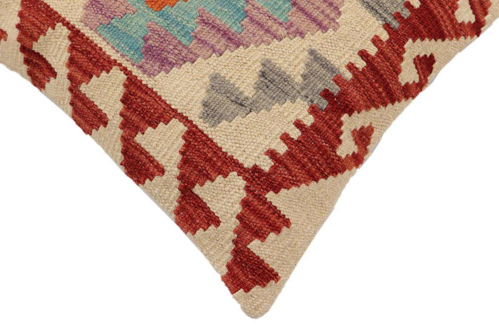 handmade Traditional Pillow Red Blue Hand-Woven SQUARE 100% WOOL Hand woven turkish pillow2' x 2'