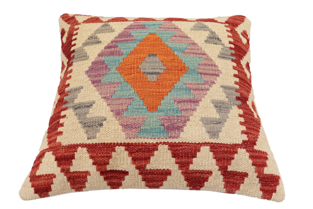 handmade Traditional Pillow Red Blue Hand-Woven SQUARE 100% WOOL Hand woven turkish pillow2' x 2'