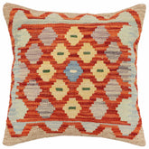 handmade Traditional Pillow Rust Blue Hand-Woven SQUARE 100% WOOL Hand woven turkish pillow2' x 2'