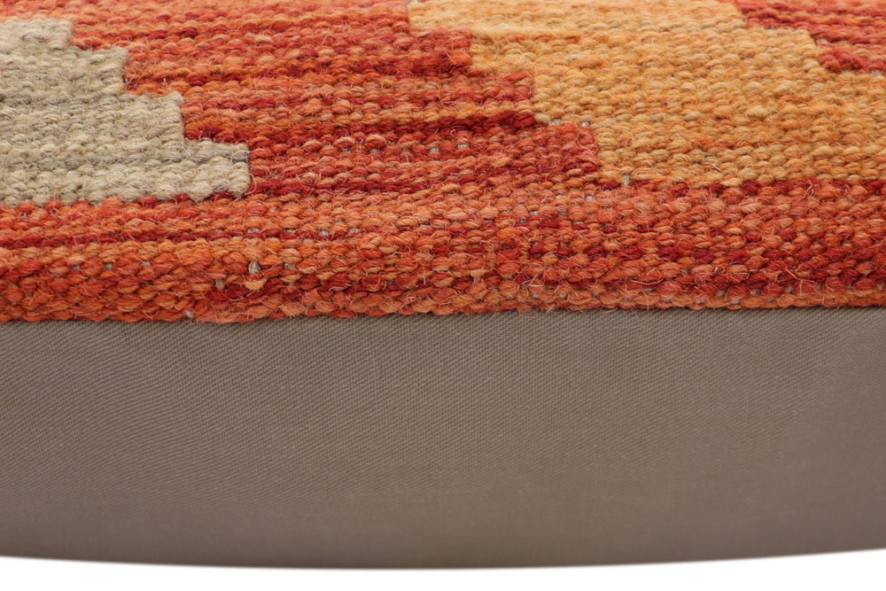 handmade Traditional Pillow Rust Blue Hand-Woven SQUARE 100% WOOL Hand woven turkish pillow2' x 2'