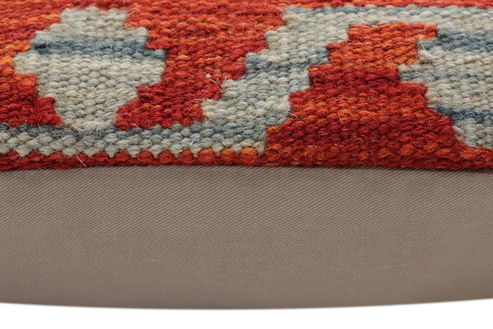 handmade Traditional Pillow Rust Blue Hand-Woven SQUARE 100% WOOL Hand woven turkish pillow2' x 2'