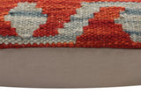 handmade Traditional Pillow Rust Blue Hand-Woven SQUARE 100% WOOL Hand woven turkish pillow2' x 2'