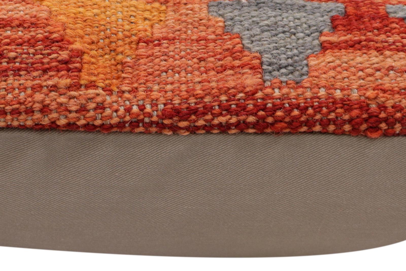 handmade Traditional Pillow Rust Blue Hand-Woven SQUARE 100% WOOL  Hand woven turkish pillow  2 x 2