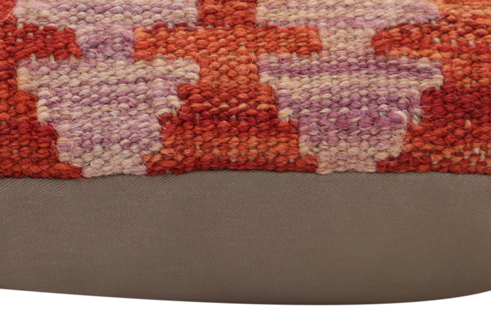 handmade Traditional Pillow Rust Blue Hand-Woven SQUARE 100% WOOL Hand woven turkish pillow2' x 2'