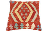 handmade Traditional Pillow Rust Blue Hand-Woven SQUARE 100% WOOL Hand woven turkish pillow2' x 2'
