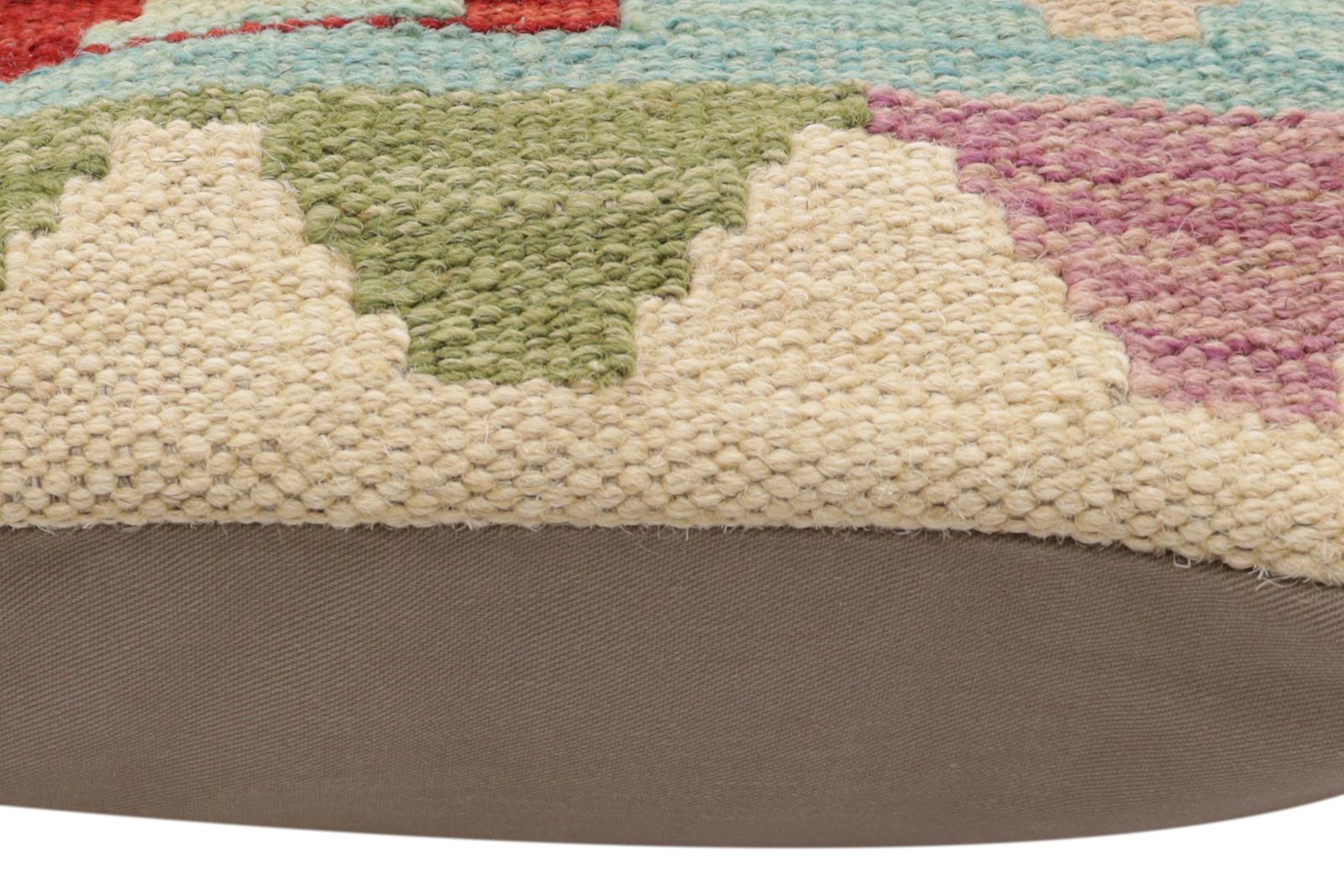 handmade Traditional Pillow Blue Red Hand-Woven SQUARE 100% WOOL Hand woven turkish pillow2' x 2'
