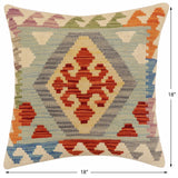 handmade Traditional Pillow Rust Blue Hand-Woven SQUARE 100% WOOL Hand woven turkish pillow2' x 2'