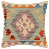 handmade Traditional Pillow Blue Rust Hand-Woven SQUARE 100% WOOL Hand woven turkish pillow2 x 2
