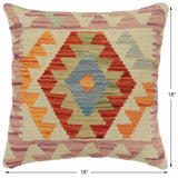 handmade Traditional Pillow Rust Blue Hand-Woven SQUARE 100% WOOL Hand woven turkish pillow2' x 2'