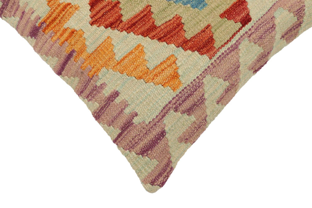 handmade Traditional Pillow Rust Blue Hand-Woven SQUARE 100% WOOL Hand woven turkish pillow2' x 2'