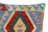 handmade Traditional Pillow Blue Rust Hand-Woven SQUARE 100% WOOL Hand woven turkish pillow2' x 2'