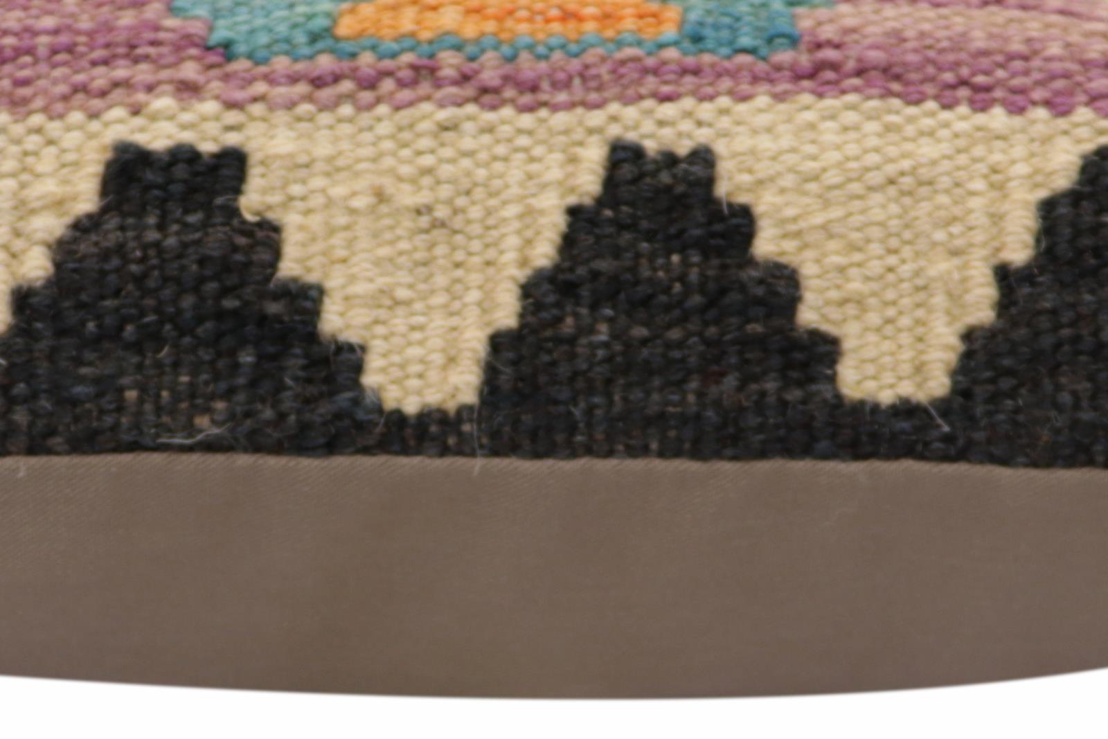 handmade Traditional Pillow Blue Beige Hand-Woven SQUARE 100% WOOL Hand woven turkish pillow2' x 2'
