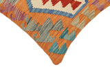 handmade Traditional Pillow Rust Blue Hand-Woven SQUARE 100% WOOL Hand woven turkish pillow2' x 2'