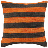 handmade Modern Pillow Rust Black Hand-Woven SQUARE 100% WOOL Hand woven turkish pillow 2 x 2