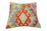 handmade Traditional Pillow Blue Rust Hand-Woven SQUARE 100% WOOL Hand woven turkish pillow2' x 2'